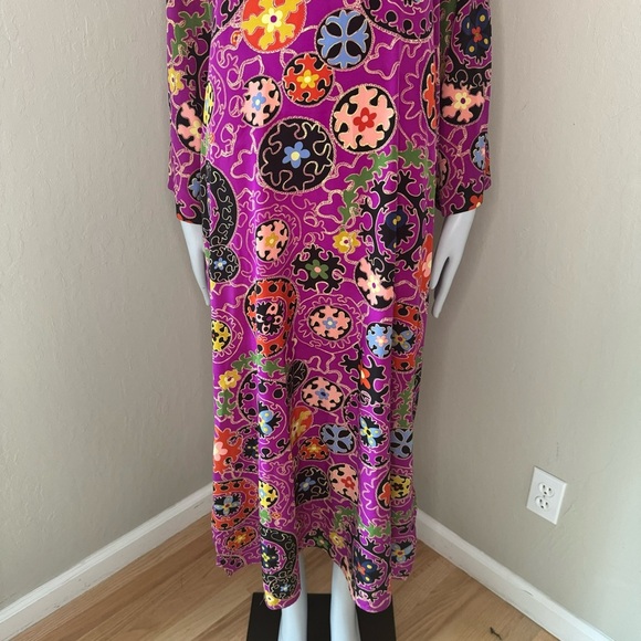 NATORI Vintage Silky Geometric Print Caftan Kaftan Nightgown Loungewear Retro M - Picture 6 of 15